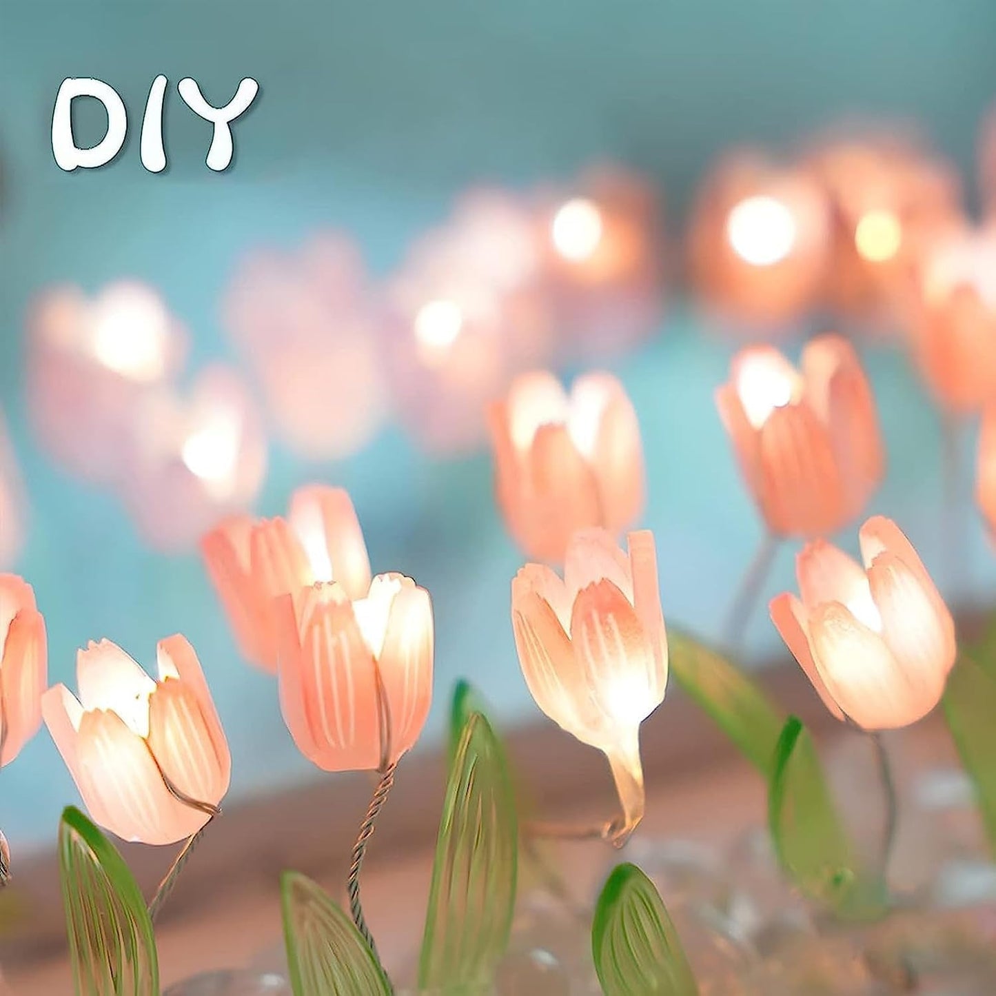 Lampara hermosa de tulipanes infinitos y espejo. ideal para regalar